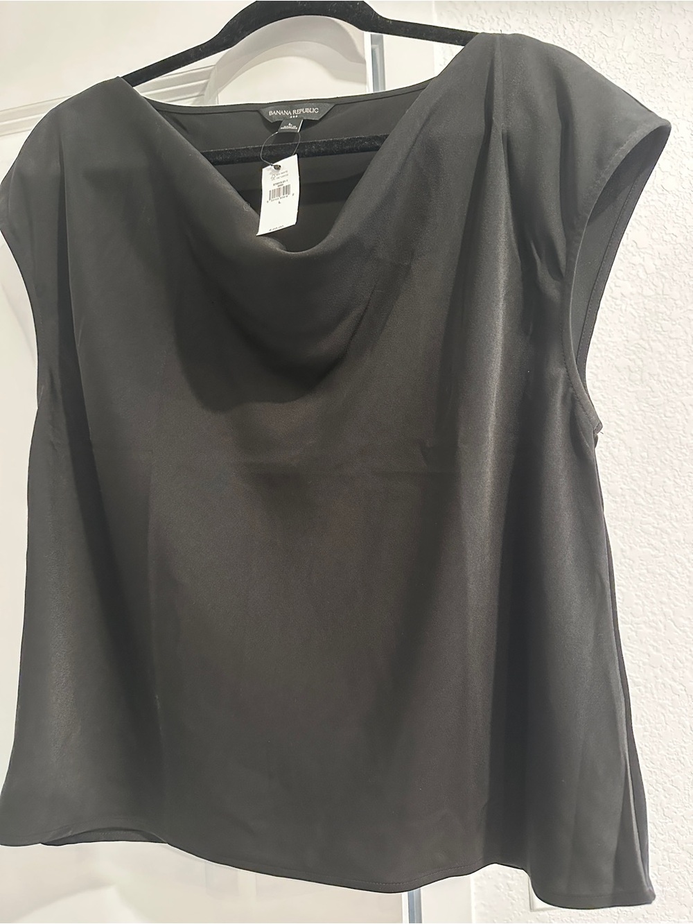 NWT Banana Republic Factory Cowl Neck Top Black Size L